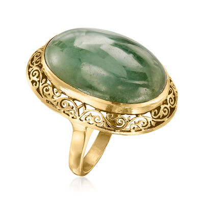 C. 1960 Vintage Jade Ring in 14kt Yellow Gold