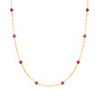 3.50 ct. t.w. Ruby Bead Station Paper Clip Link Necklace in 14kt Yellow Gold