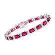18.00 ct. t.w. Simulated Ruby and .80 ct. t.w. CZ Bracelet in Sterling Silver