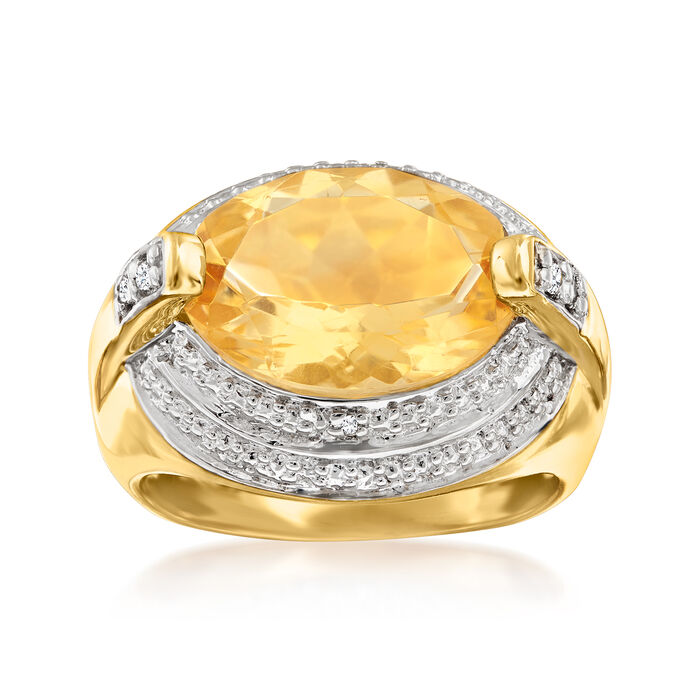 5.50 Carat Citrine Ring with White Topaz Accents in 18kt Gold Over Sterling