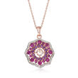 1.90 ct. t.w. Multi-Gemstone Pendant Necklace in 18kt Rose Gold Over Sterling