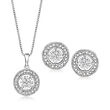 .20 ct. t.w. Diamond Jewelry Set: Circle Earrings and Pendant Necklace in Sterling Silver