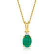 .80 Carat Emerald Pendant Necklace with Diamond Accent in 14kt Yellow Gold