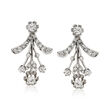 C. 1960 Vintage 1.35 ct. t.w. Diamond Floral Drop Earrings in 14kt White Gold