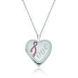 Sterling Silver Breast Cancer Awareness &quot;Love&quot; Heart Locket Necklace with Pink Enamel. 18&quot;