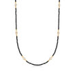 25.00 ct. t.w. Black Spinel Bead and 3.90 ct. t.w. White Topaz Station Necklace in 18kt Gold Over Sterling