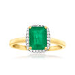 1.40 Carat Emerald Ring with Diamond Accents in 14kt Yellow Gold