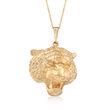 14kt Yellow Gold Tigers Head Pendant Necklace
