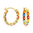 5.75 ct. t.w. Multicolored Sapphire Inside-Outside Hoop Earrings in 18kt Gold Over Sterling
