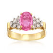 C. 1990 Vintage 1.72 Carat Pink Sapphire .40 ct. t.w. Diamond Ring in 14kt Yellow Gold