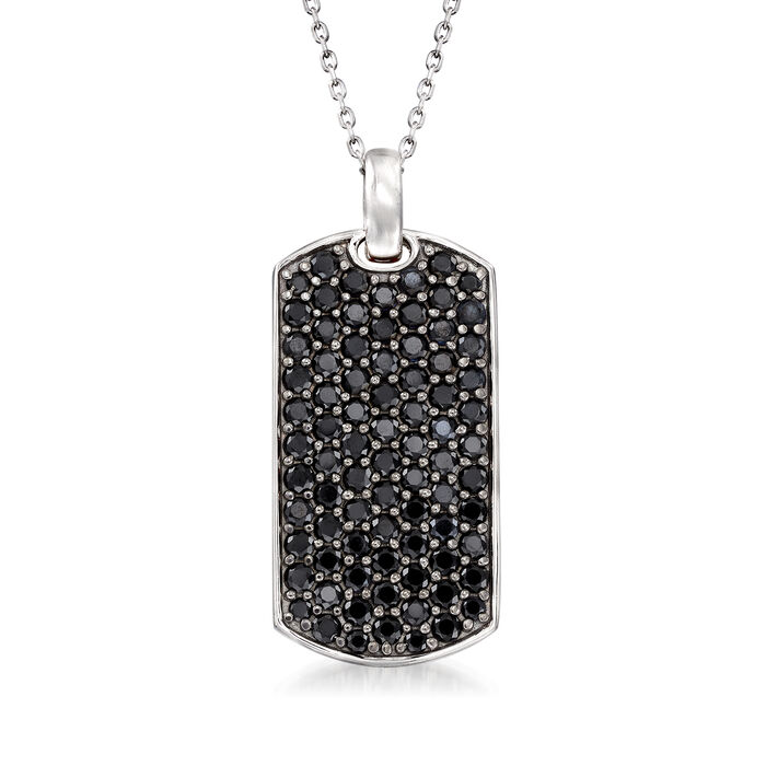 4.00 ct. t.w. Black Spinel Dog Tag Pendant Necklace in Sterling Silver