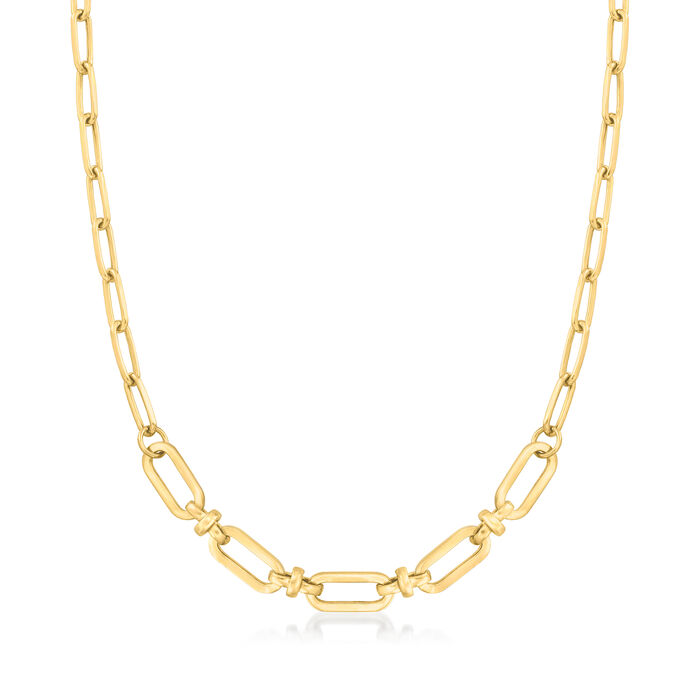 18kt Gold Over Sterling Enlarged Paper Clip Link Necklace
