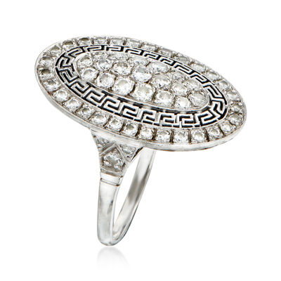 C. 1980 Vintage 1.35 ct. t.w. Diamond Greek Key Ring in Platinum