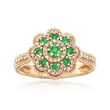 .14 ct. t.w. Emerald and .22 ct. t.w. Diamond Ring in 14kt Yellow Gold