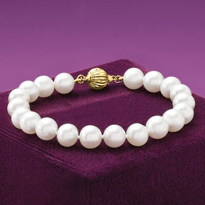 8-8.5mm Cultured Pearl Bracelet with 14kt Yellow Gold