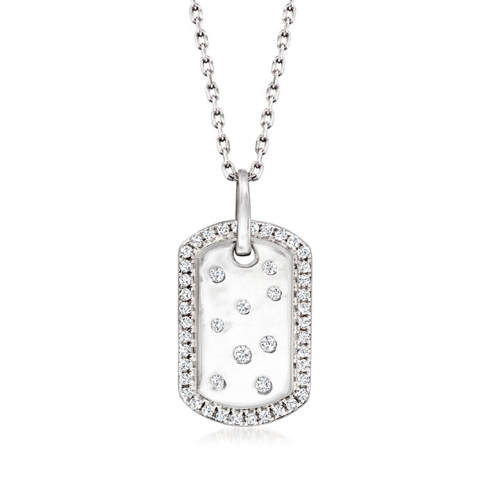 .20 ct. t.w. Scattered Diamond Dog Tag Pendant Necklace in Sterling Silver