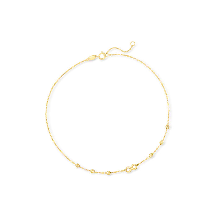 14kt Yellow Gold Infinity Station Anklet