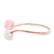 12-13mm Pink and White Cultured Pearl Bypass Bangle Bracelet in 18kt Rose Gold