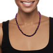 Amethyst Bead Necklace with Sterling Silver 18-inch