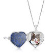 Lapis Heart Locket Necklace in Sterling Silver