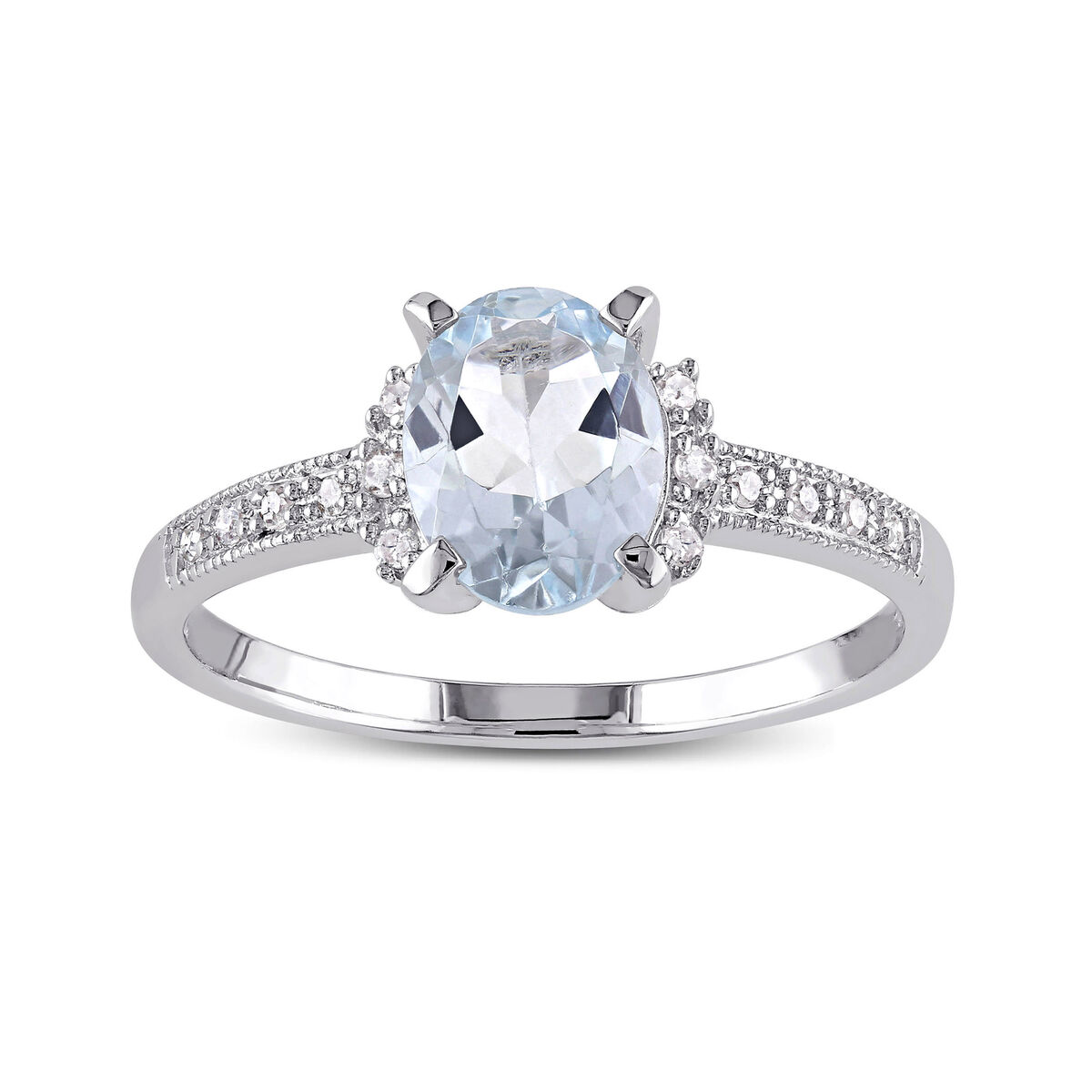 1.00 Carat Aquamarine Ring with Diamond Accents in Sterling Silver ...