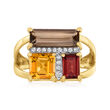 2.90 ct. t.w. Multi-Gemstone Geometric Ring with Diamond Accents in 14kt Yellow Gold