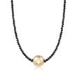 10mm 14kt Yellow Gold Bead and 19.10 ct. t.w. Black Spinel Bead Necklace