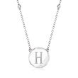 Sterling Silver Personalized Disc and .10 ct. t.w. Diamond Station Necklace