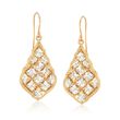 14kt Two-Tone Gold Diamond-Cut Drop Earrings