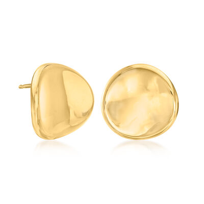 14kt Yellow Gold Curved Disc Earrings