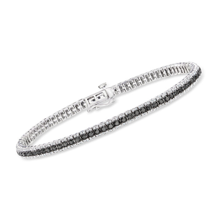 3.00 ct. t.w. Black and White Diamond Tennis Bracelet in Sterling Silver