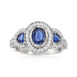 1.80 ct. t.w. Sapphire and .59 ct. t.w. Diamond Ring in 14kt White Gold