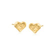 Child's 14kt Yellow Gold Diamond-Cut Heart Stud Earrings