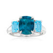 3.60 ct. t.w. London and Swiss Blue Topaz Ring in Sterling Silver