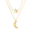 14kt Yellow Gold Star and Man in the Moon Layered Necklace