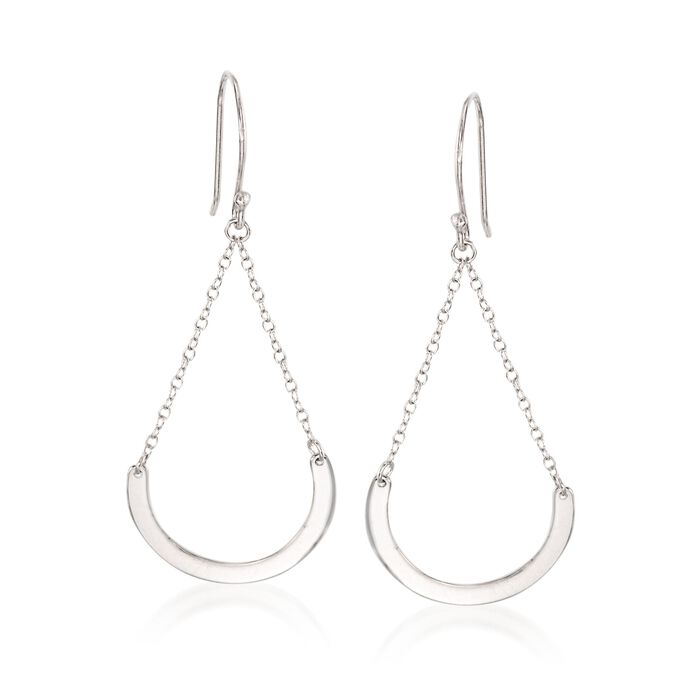 Sterling Silver Half-Circle Chain Drop Earrings