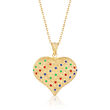 Multicolored Enamel Heart Pendant Necklace in 18kt Gold Over Sterling