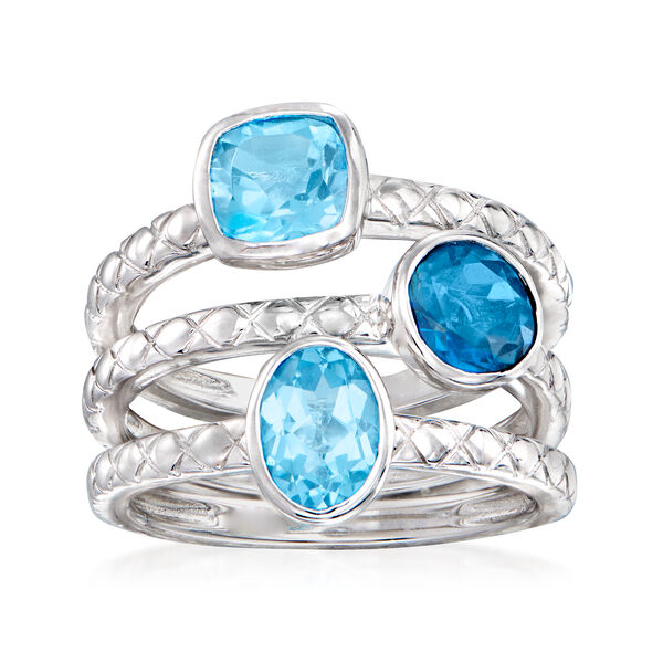 4.00 ct. t.w. Blue Topaz Jewelry Set: Three Rings in Sterling Silver. #933659
