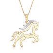 Diamond-Accented Horse Pendant Necklace in 14kt Two-Tone Gold