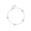 3-3.5mm Cultured Pearl Flower Anklet in Sterling Silver