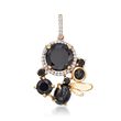 Black Onyx and .30 ct. t.w. White Topaz Pendant in 14kt Yellow Gold Over Sterling Silver