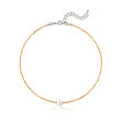 ALOR &quot;Classique&quot; Yellow Stainless Steel Cable and 8mm Cultured Pearl Necklace