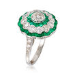 C. 1990 Vintage 1.66 ct. t.w. Emerald and 1.50 ct. t.w. Diamond Cluster Ring in 18kt White Gold