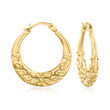 14kt Yellow Gold Floral Hoop Earrings