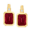 3.30 ct. t.w. Garnet Earrings with Diamond Accents in 14kt Yellow Gold