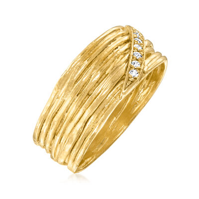 Diamond-Accented Multi-Row Ring in 18kt Gold Over Sterling