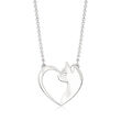 Sterling Silver Cat and Heart Necklace
