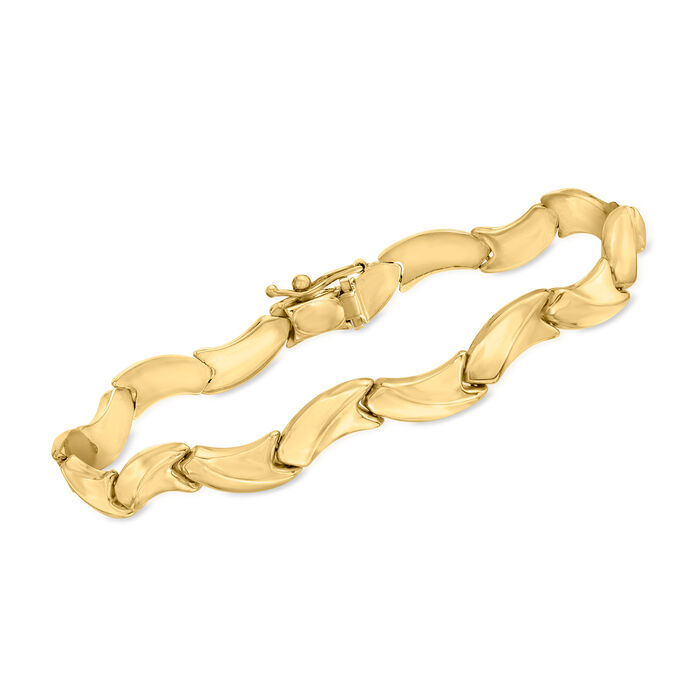 Italian 14kt Yellow Gold Wavy-Link Bracelet