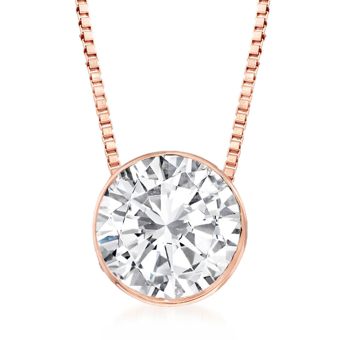 1.00 Carat Diamond Solitaire Necklace in 14kt Rose Gold
