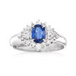 C. 1990 Vintage .77 Carat Sapphire Ring with .60 ct. t.w. Diamonds in Platinum